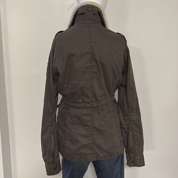 Superdry The Rookie Military Utility Jacket w Shearling Collar British Patches - Picture 4 of 10